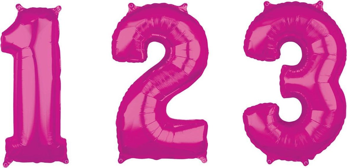 Fuchsia gekleurde aluminium cijfer ballon - Feestdecoratievoorwerp