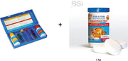 Zwembad chloor kit: Test kit + langwerkend chloor 1kg (tabletten)