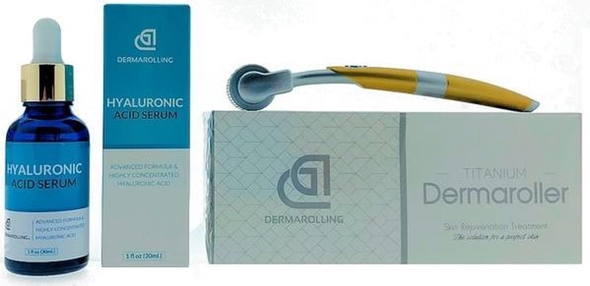 Dermarolling Titanium Dermaroller - 0.5 mm + 360Care® Hyaluronzuur Serum - 30 ml
