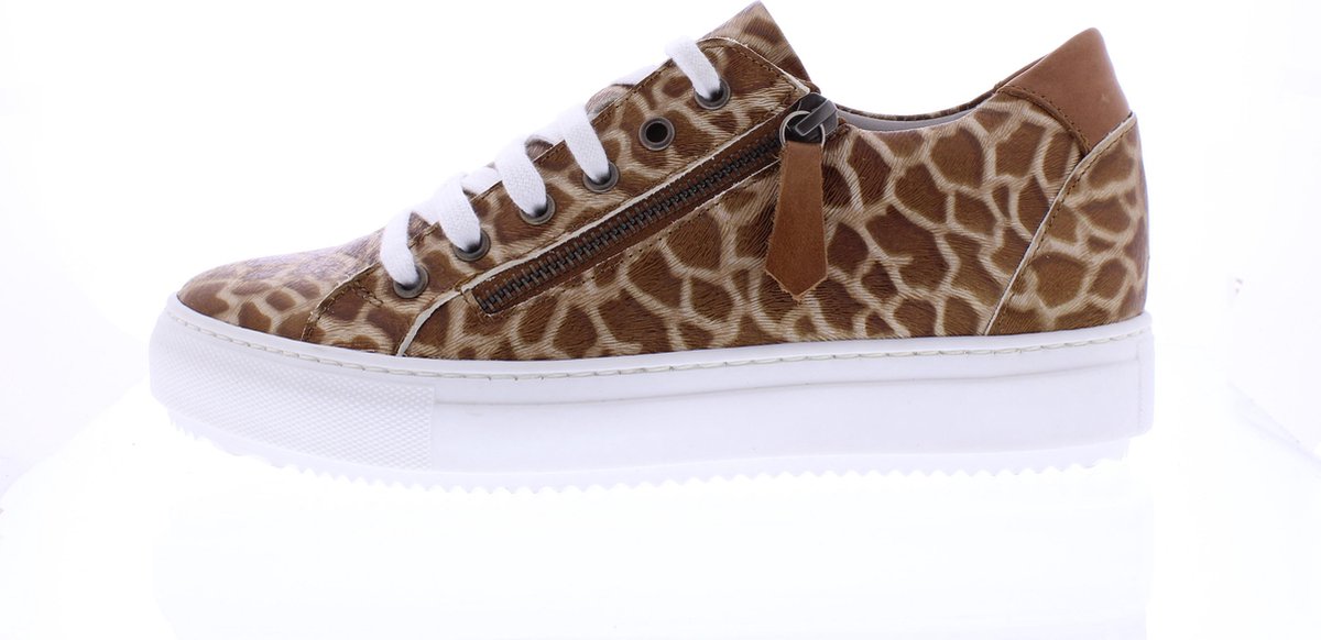 Verhulst-Tara sneaker wijdte K-Bruin-beige giraffe-3024-maat 42