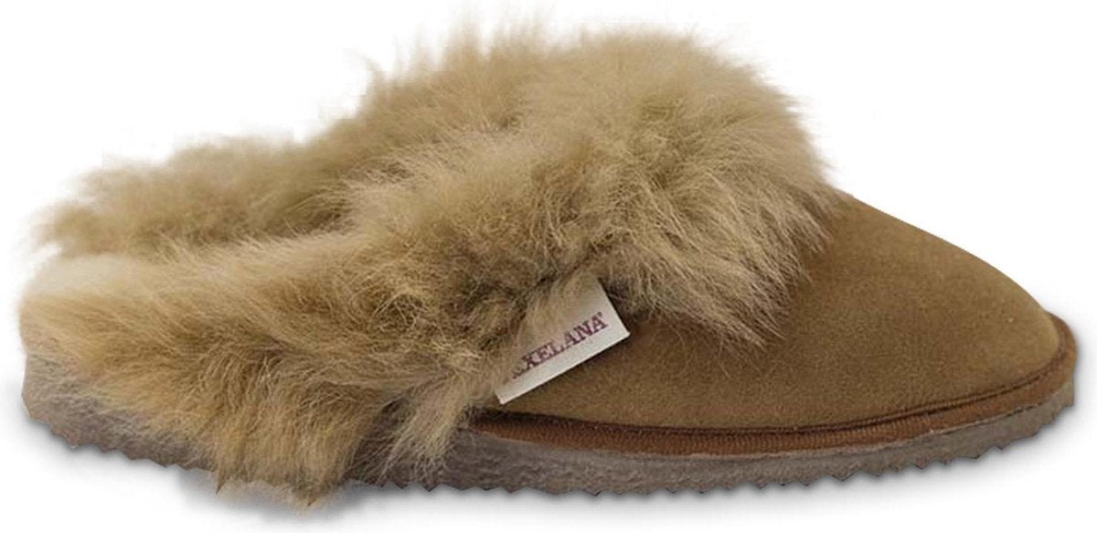 Texelana sloffen en pantoffels voor dames & heren - pantoffel / instapper / slipper van schapenvacht met bontrand - model Reina - maat 43