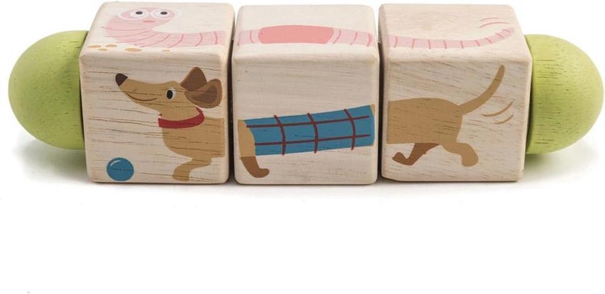 Tender Toys Vormenpuzzel Twisting Cubes Dier Hout Junior 3 Stukjes