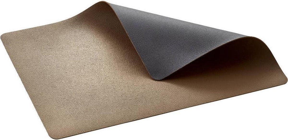 Bitz - Placemat 4st leatherlook wood/titanium