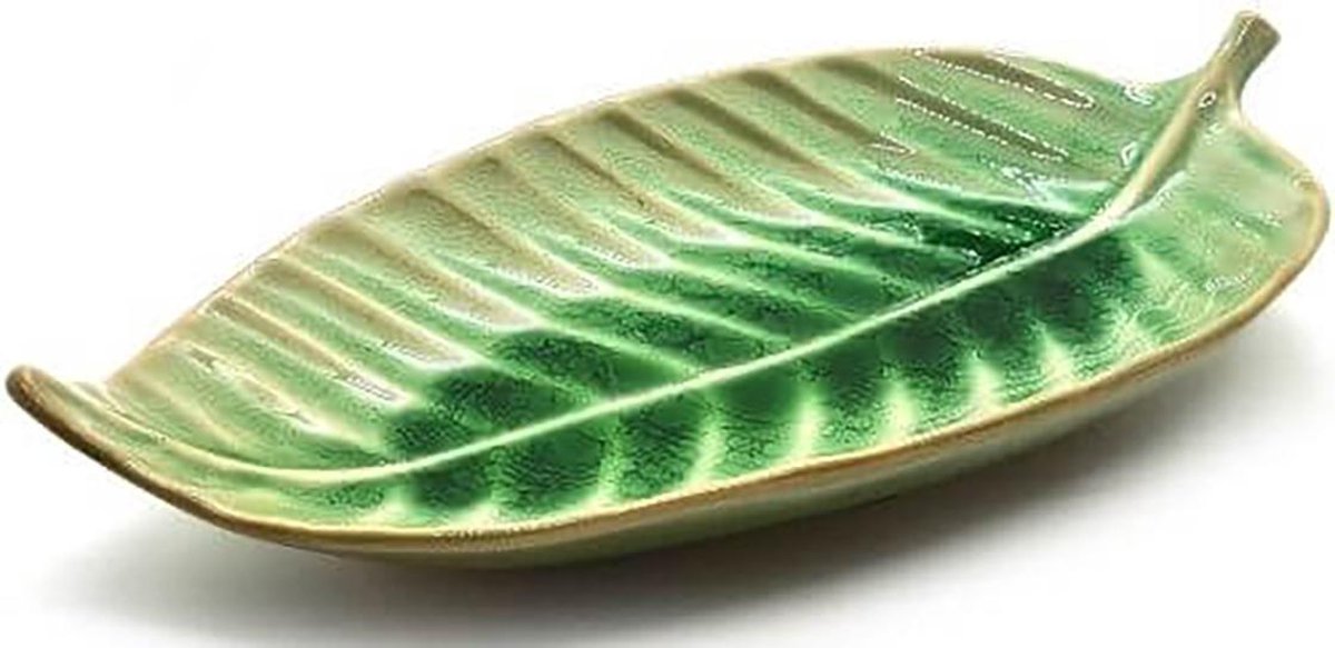 Schaal bladvorm – Serveerschaal – Presenteerschaal – Tapasservies – Tapasschaal – Hapjesschaal – Groen 31 cm (2 stuks)