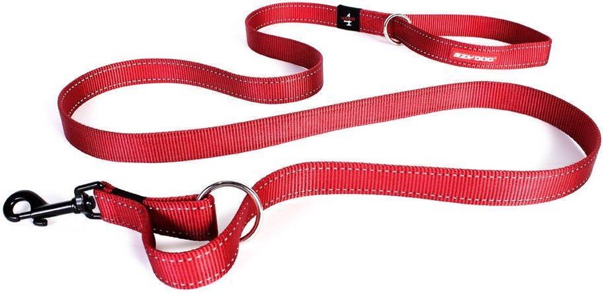 EzyDog Vario 4 - Hondenlijn / riem - 25mm breed - Rood