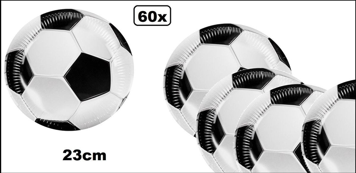 60x Voetbal Borden 23cm karton - voetballen sport festival eten diner taart food voetbalclub thema feest party