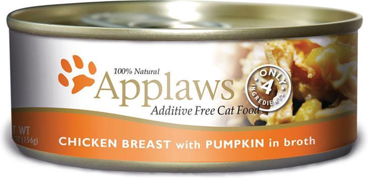 Applaws Blik Cat 156 gram Smaak - KIPFILET & POMPOEN