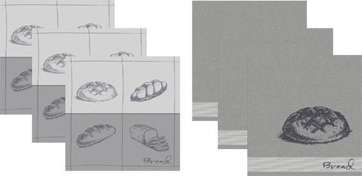 DDDDD Keukendoeken En Theedoeken Set Bread Grey (3+3 stuks)