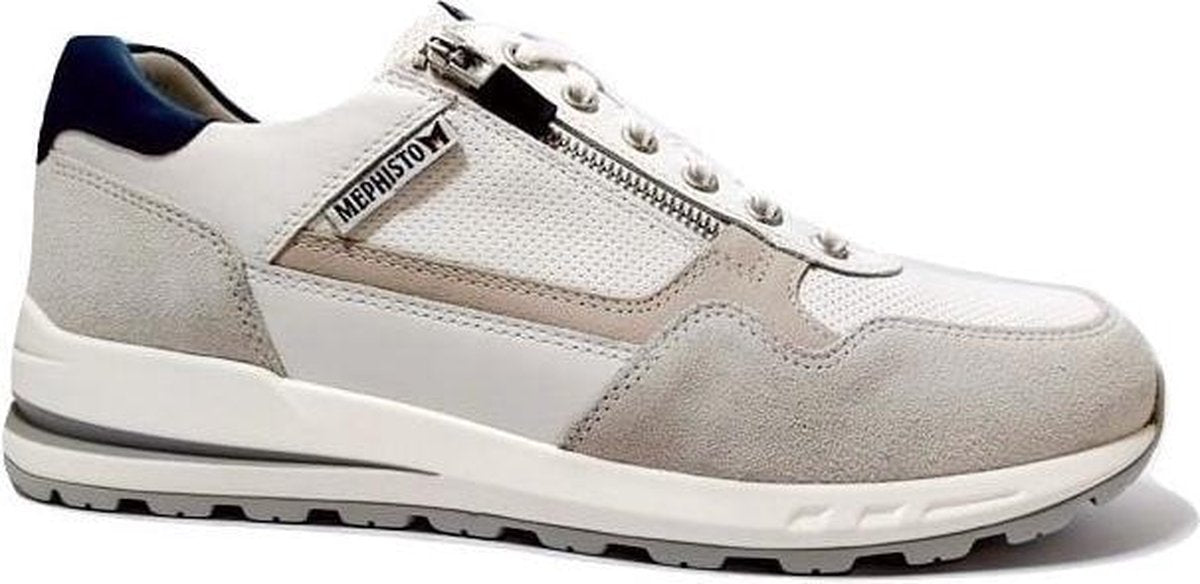 Mephisto BRADLEY - Volwassenen Lage sneakersVrije tijdsschoenenPopulaire herenschoenen - Kleur: Wit/beige - Maat: 44