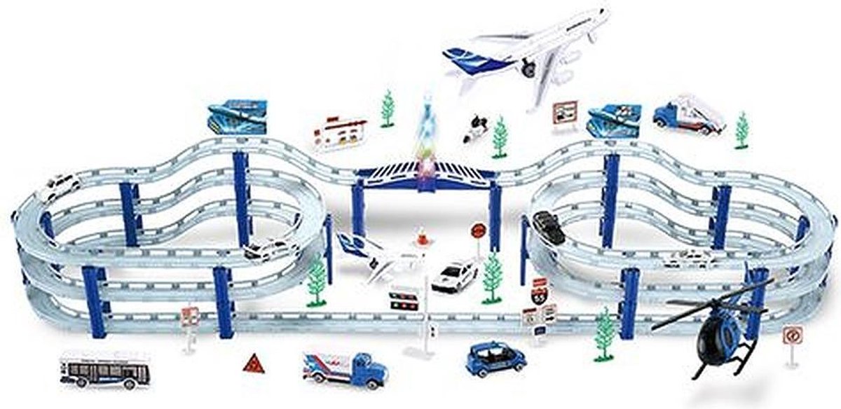 CM Toys racebaan met vliegveld - Incl. voertuigen