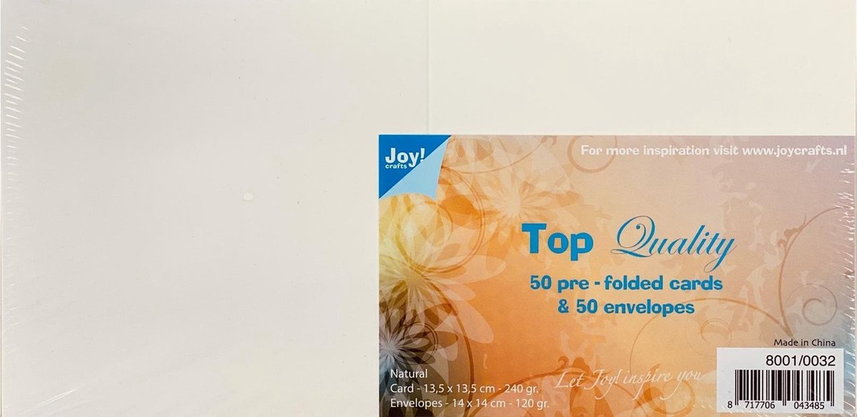 Joy! Crafts TOP Quality Kaarten 135X135 mm Enveloppen Ivoor 8001/0032 50 st - 240 gr - 120 gr