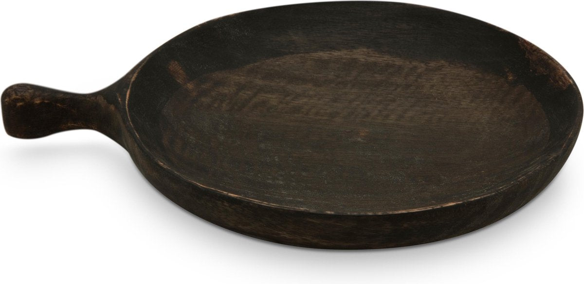 VTwonen - Bord - Mango hout - Zwart - Ø 20 cm