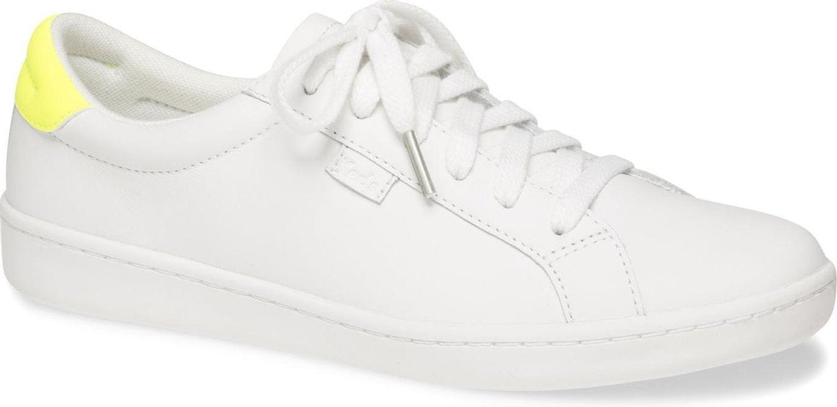 Ace Leather White/Neon Yellow Dames Veterschoenen - Wit - maat 35.5