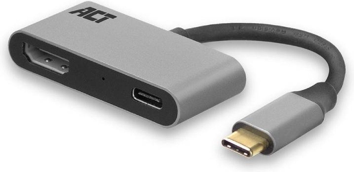 USB C naar HDMI adapter 2 in 1 met aluminium behuizing – USB Type C – HDMI 4K - ACT AC7020
