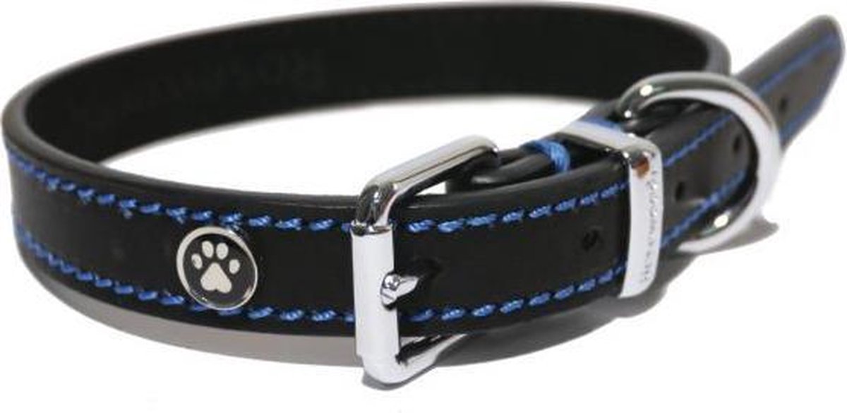 Luxury leather halsband voor hond  leer luxe zwart 1