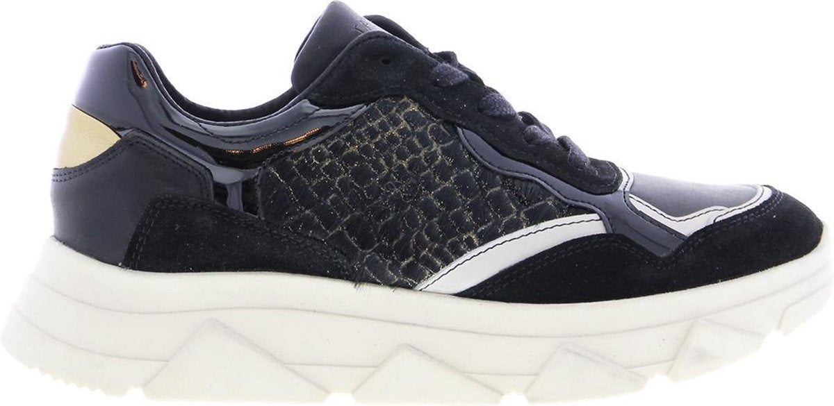 Tango | Kady fat 16-g black/gold pony sneaker - off white sole | Maat: 42