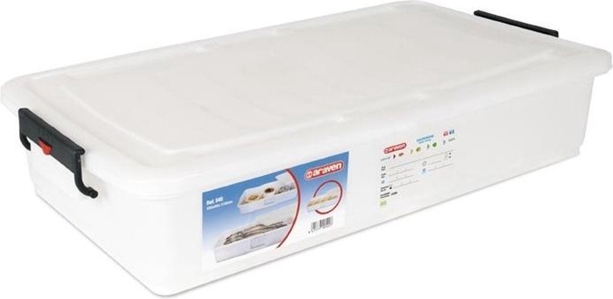 Araven Opbergbak - Met Deksel - 83 cm x 46 cm - 40L - Wit