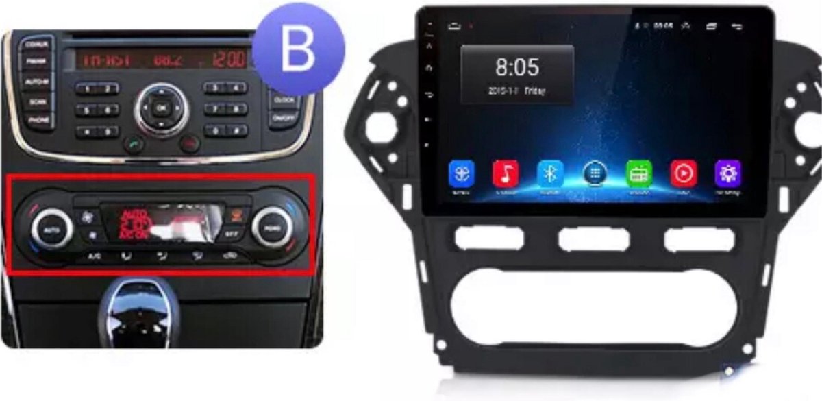 Ford Mondeo MK4 2008-2014 Android 10 navigatie en multimediasysteem autoradio 8core Bluetooth USB 4G WiFi 2+32GB