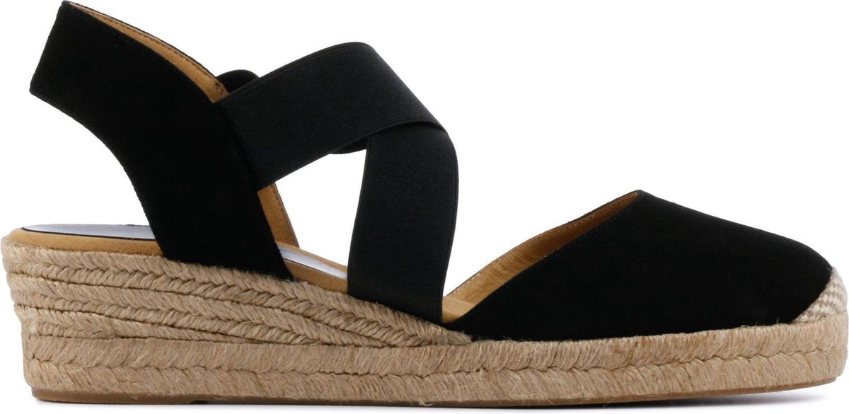 Unisa Vrouwen Suède Espadrilles / Damesschoenen Sleehak Hoogte 2.5 - 4.5 cm   Cele - Zwart - maat 42