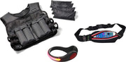 Hardlopen - Hardloopset - 3 stuks - Tunturi - Gewichtsvest 10 kg & Verlichtingsschoenclip Rood & Hardloopgordel Rood