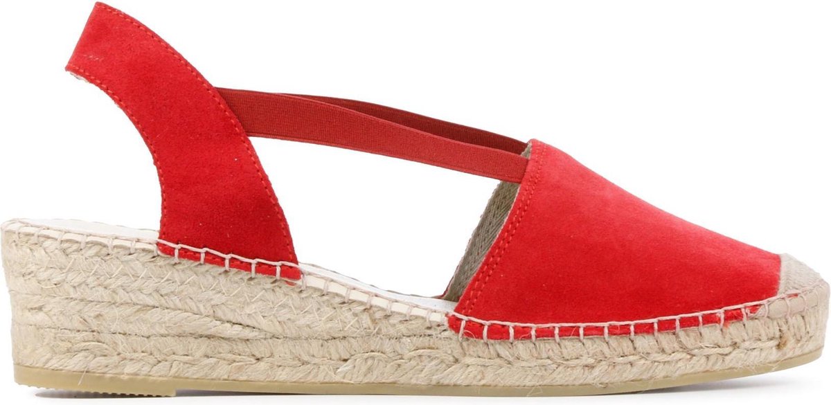Mace Vrouwen Suède Espadrilles / Damesschoenen Sleehak Hoogte 2.5 - 4.5 cm   Bona - Rood - maat 40