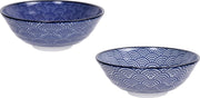 Tokyo Design Studio | Nippon Blue | Set van 2 Kommen Ø 21 cm | Porselein | Print: Wave + Dots