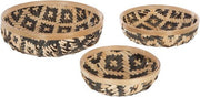 Manden set van 3 stuks bamboe beige en zwart gevlochten