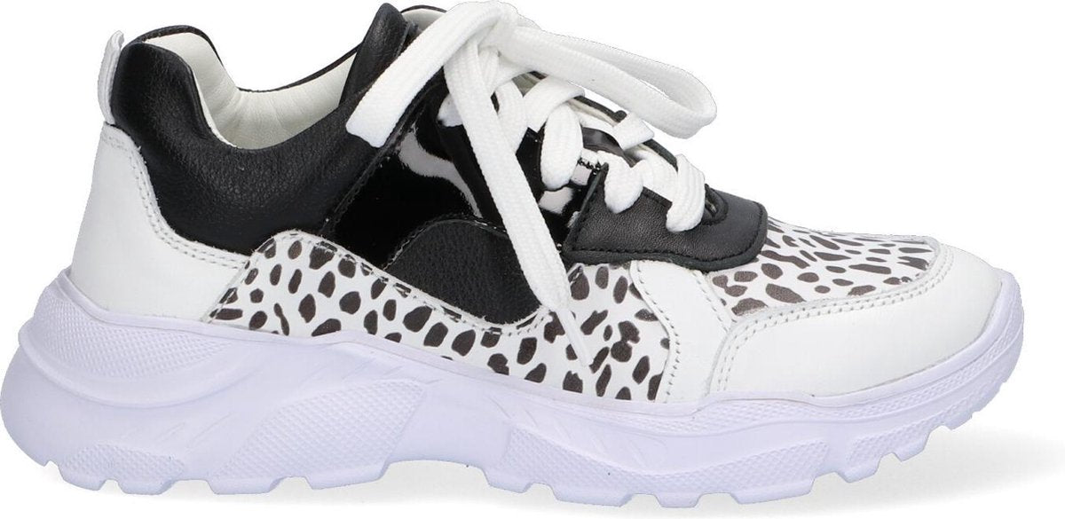Braqeez 421304-689 Meisjes Lage Sneakers - Wit - Leer - Veters