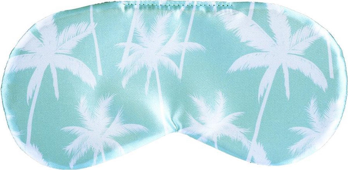 Sundaze - Slaapmasker Palmboom blauw - Oogmasker Palmboom blauw - One Size Fits all - Satijn