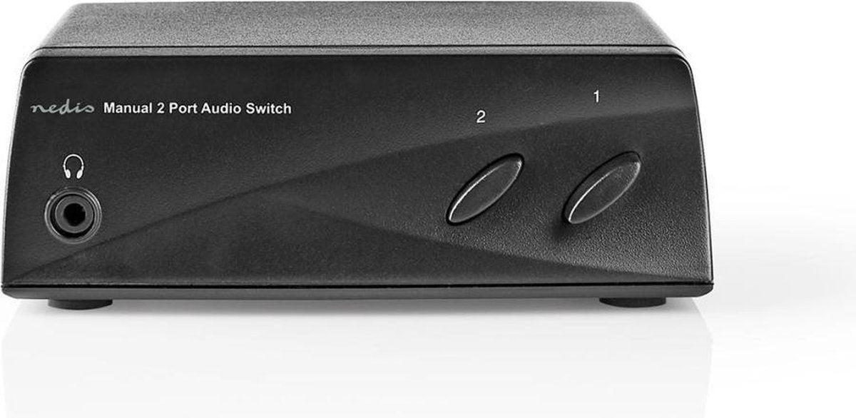 Analoge Audioswitch | 2x RCA Stereo-Ingang | 1x RCA Stereo-Uitgang + Koptelefoon-Uitgang | Zwart