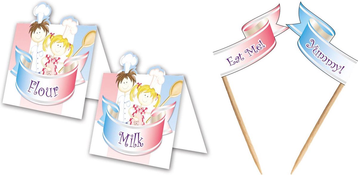 24 Food Picks & Name Cards Little Cooks