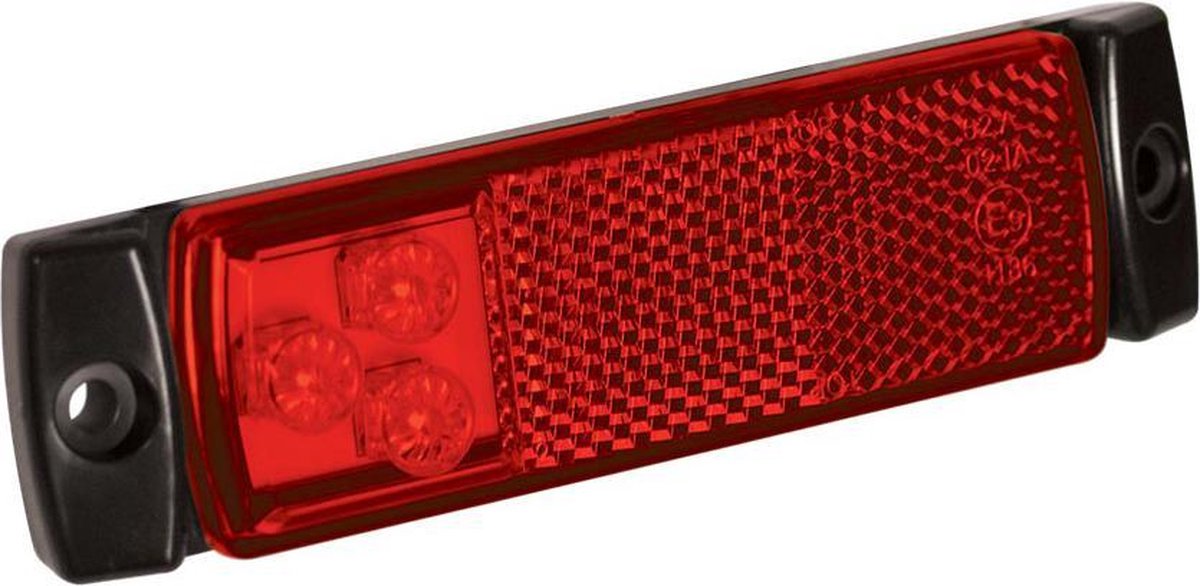 Markeringslamp 12/24V rood 126x30mm LED