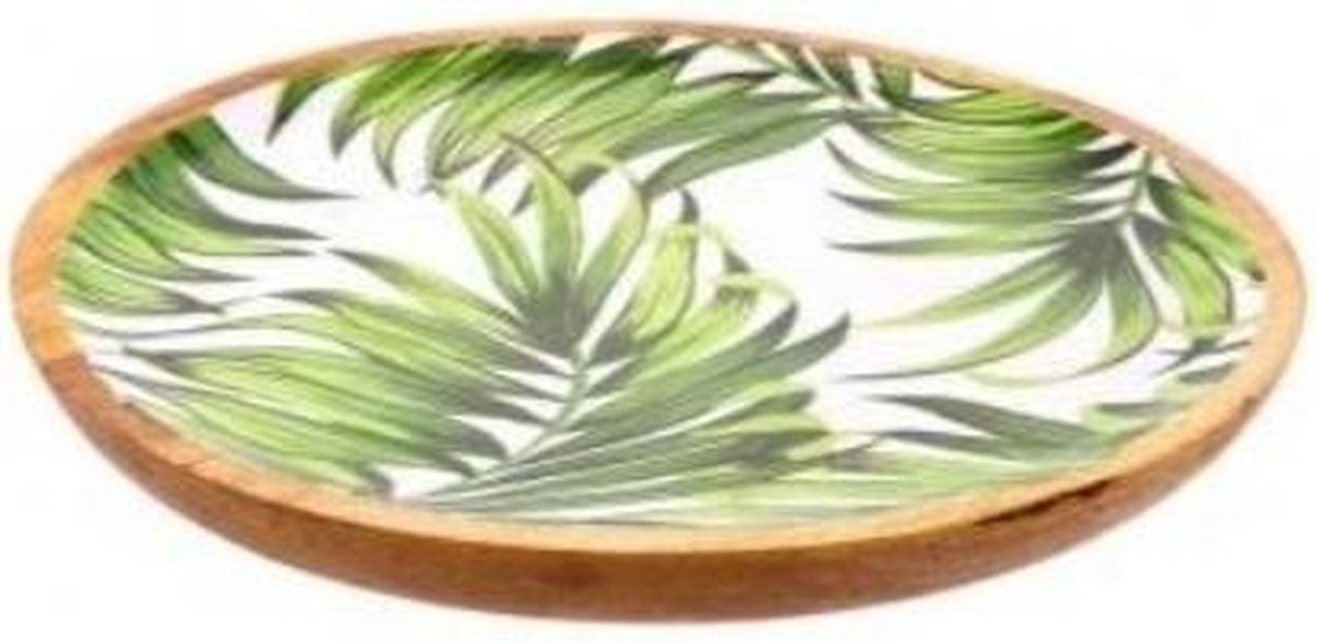 Schaal hout met bladprint