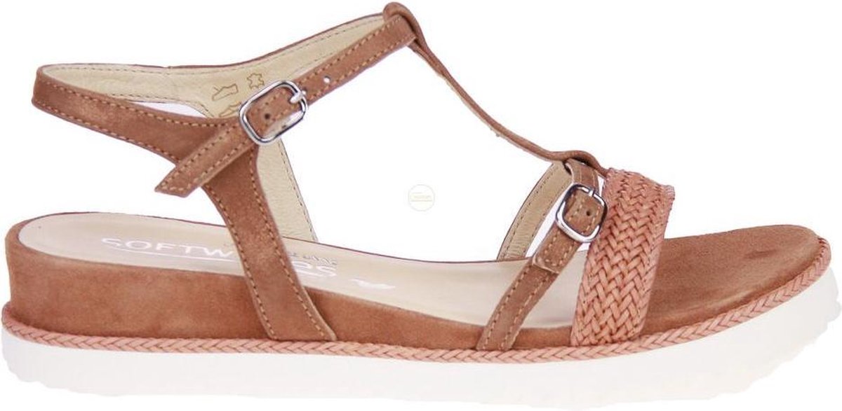 Softwaves -Dames -  cognac/caramel - sandalen - maat 37