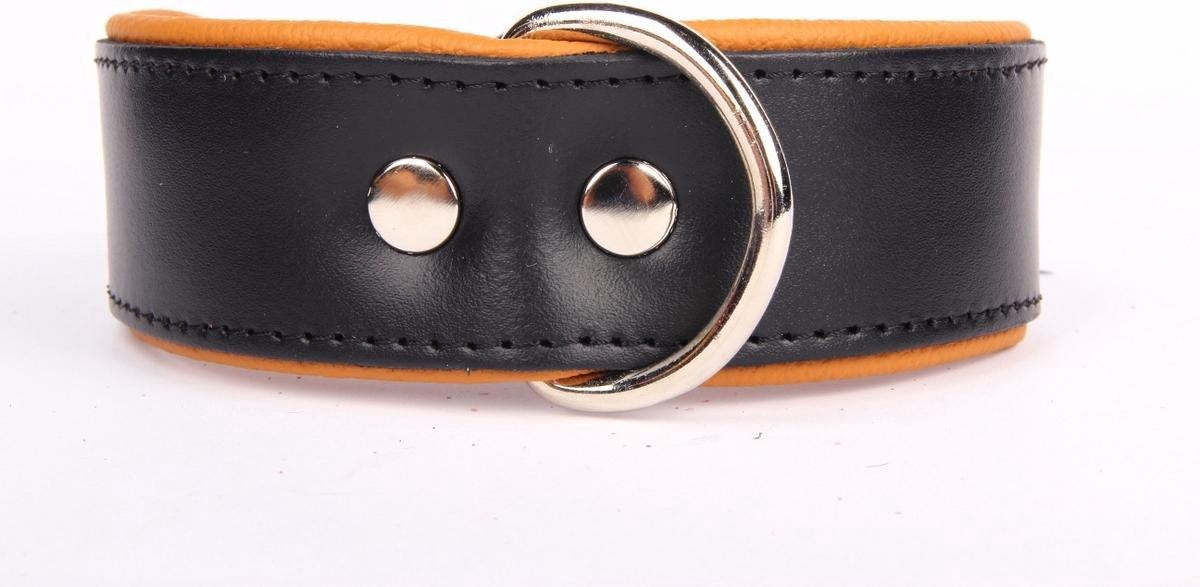 Dog's Companion Leren halsband - 40-47 cm x 40 mm - Zwart/Camel