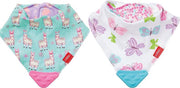 Nuby - bandana slab - baby slabbetjes - kwijlslabben dubbelzijdig met bijtring - 2 stuks - roze