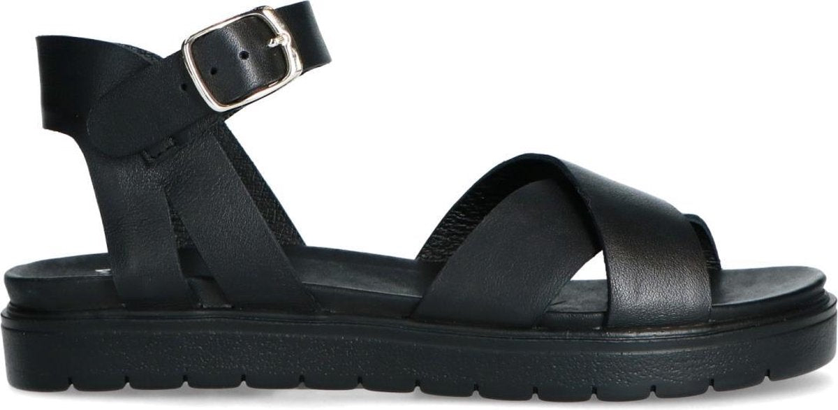 Manfield Leren Dames Sandalen - Zwart - Maat 41