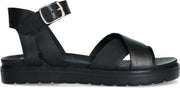 Manfield Leren Dames Sandalen - Zwart - Maat 41