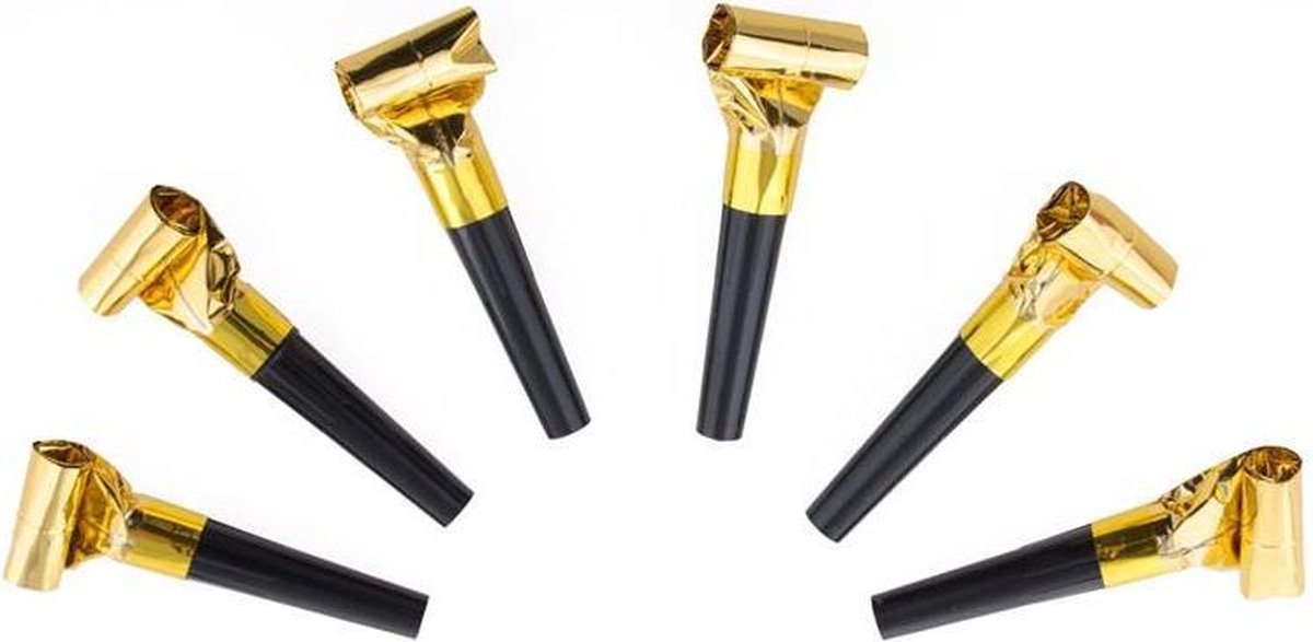 Roltongen metallic goud-zwart 6 stuks