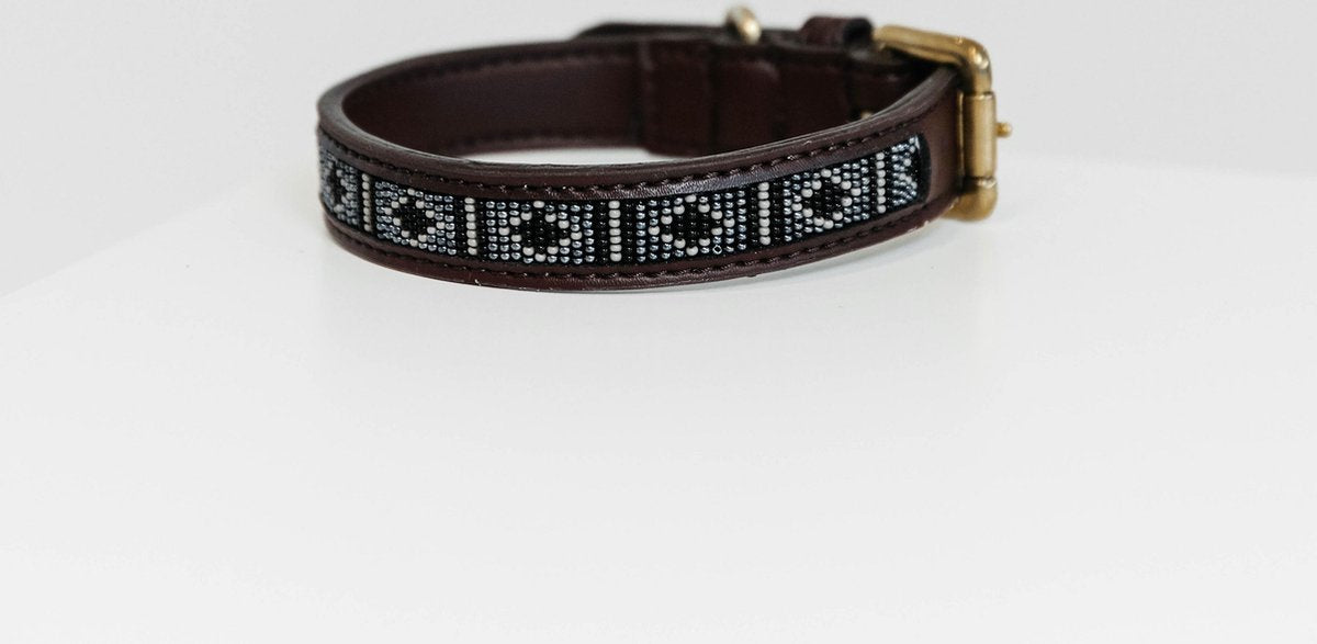 Kentucky Dogwear Hondenhalsband Handgeknoopt Parels - Zilver M 50cm