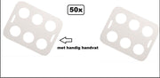 50x Draag tray karton 6-vaks wit met handige handvaten - Draag tray bier frisdrank koffie wijn bier feest apres ski gele rakker festival party carnaval
