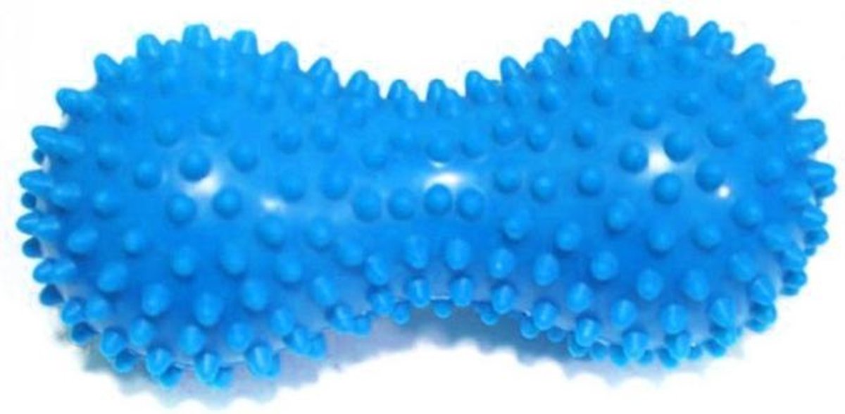 Rolmassage voor spieren – Stekelig plastic massage – Peanut Ball – 15 cm - Massage bal - Voeten Massage -Yoga fitness - Stress bal – Zelfmassage - Spierpijn - Trigger point - been hand pols voet nek rug massage | Lacrosse Bal - Blauw