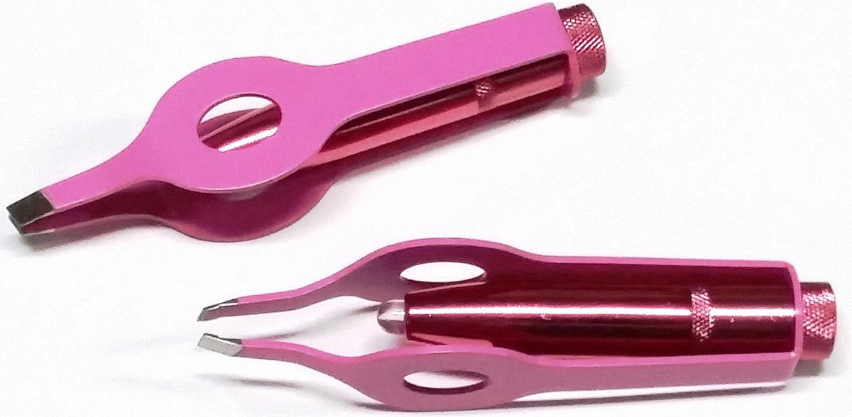Premax Professional Pincet met LED verlichting- Schuin - RVS - Rose