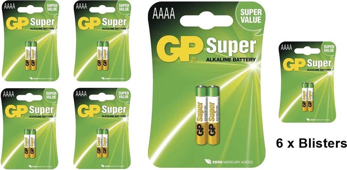 GP Super AAAA MX2500 E96 LR8D425 MN2500 - 12 Stuks (6 Blisters a 2st)