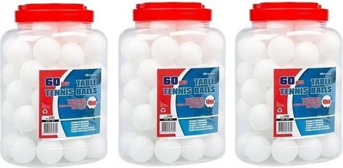 180x Tafeltennis/ping pong balletjes wit 4 cm