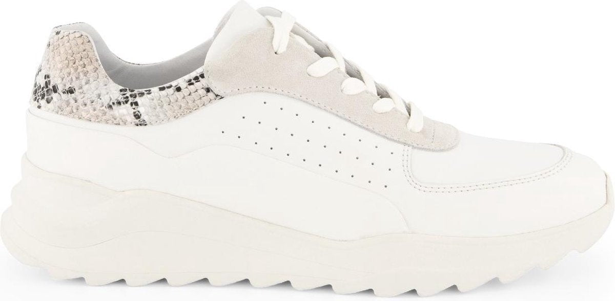 Travelin' Withnell - Leren sneaker dames - Wit met slangenprint - Maat 42