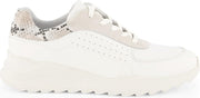 Travelin' Withnell - Leren sneaker dames - Wit met slangenprint - Maat 42