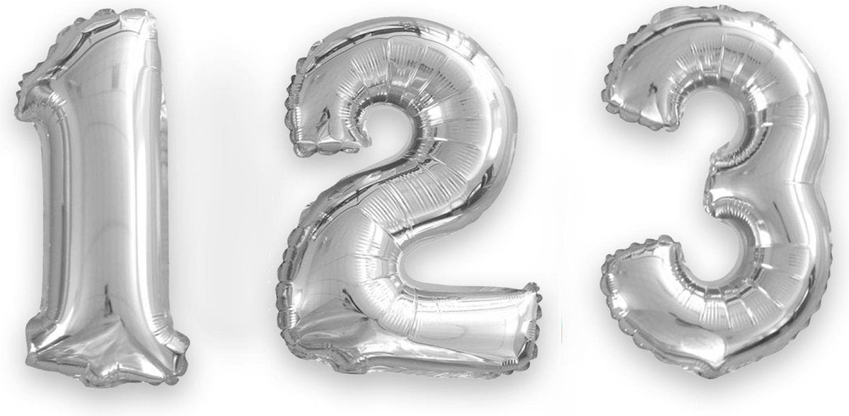 PROCOS - Zilverkleurige aluminium cijfer ballon - Decoratie > Ballonnen