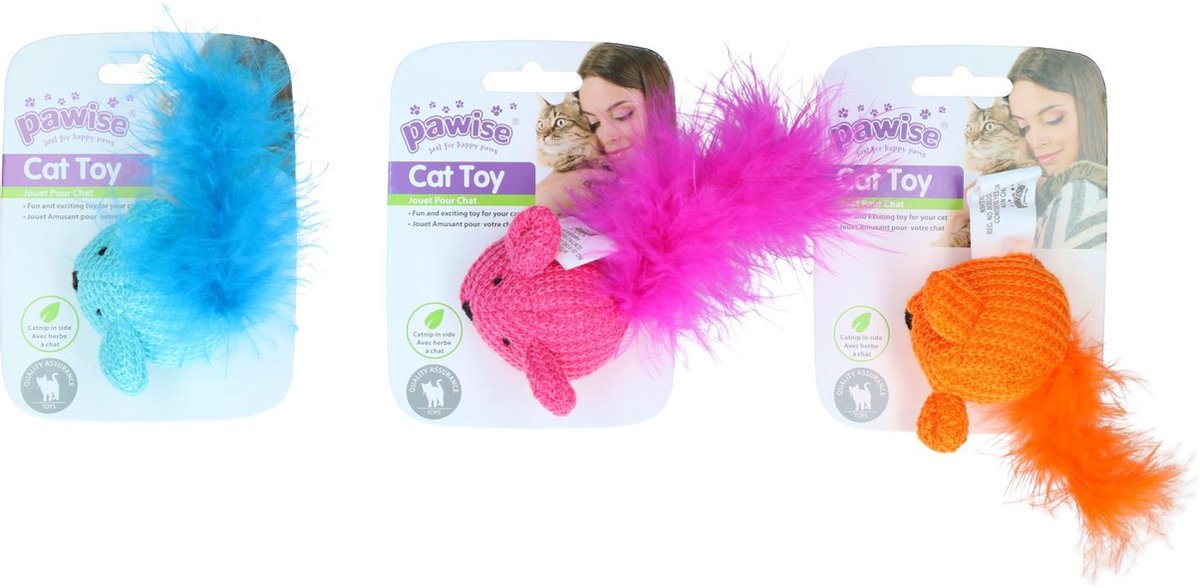 Pawise Wool mice toy asst