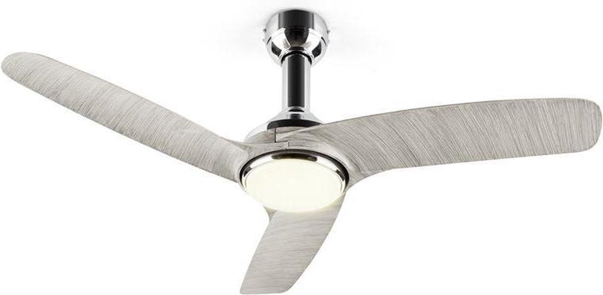 Klarstein Silent Service plafondventilator Ø 128 cm - 50dB - ledverlichting - 3 snelheden - 25W - afstandsbediening - Grijs